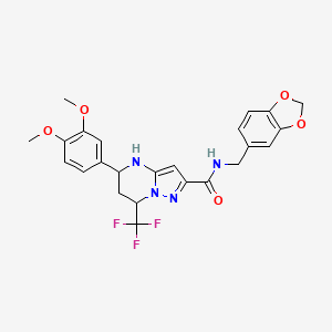 N-(1,3-benzodioxol-5-ylmethyl)-5-(3,4-dimethoxyphenyl)-7-(trifluoromethyl)-4,5,6,7-tetrahydropyrazolo[1,5-a]pyrimidine-2-carboxamide