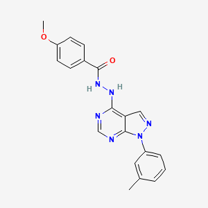 molecular formula C20H18N6O2 B11217082 4-methoxy-N'-[1-(3-methylphenyl)-1H-pyrazolo[3,4-d]pyrimidin-4-yl]benzohydrazide 