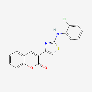 molecular formula C18H11ClN2O2S B11217085 2H-1-Benzopyran-2-one, 3-[2-[(2-chlorophenyl)amino]-4-thiazolyl]- CAS No. 97268-08-1