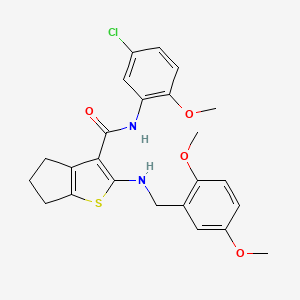 molecular formula C24H25ClN2O4S B11217087 N-(5-chloro-2-methoxyphenyl)-2-[(2,5-dimethoxybenzyl)amino]-5,6-dihydro-4H-cyclopenta[b]thiophene-3-carboxamide 