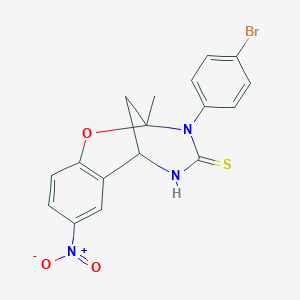 molecular formula C17H14BrN3O3S B11217092 3-(4-bromophenyl)-2-methyl-8-nitro-2,3,5,6-tetrahydro-4H-2,6-methano-1,3,5-benzoxadiazocine-4-thione 