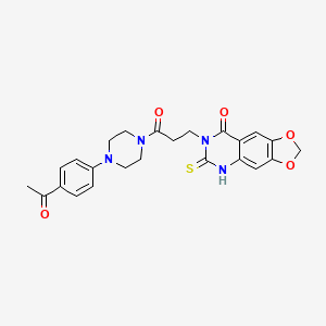 molecular formula C24H24N4O5S B11217119 7-[3-[4-(4-acetylphenyl)piperazin-1-yl]-3-oxopropyl]-6-sulfanylidene-5H-[1,3]dioxolo[4,5-g]quinazolin-8-one 