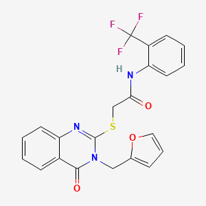 molecular formula C22H16F3N3O3S B11217120 2-{[3-(furan-2-ylmethyl)-4-oxo-3,4-dihydroquinazolin-2-yl]sulfanyl}-N-[2-(trifluoromethyl)phenyl]acetamide 