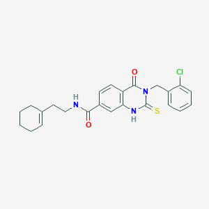 molecular formula C24H24ClN3O2S B11217121 3-[(2-chlorophenyl)methyl]-N-[2-(cyclohexen-1-yl)ethyl]-4-oxo-2-sulfanylidene-1H-quinazoline-7-carboxamide 