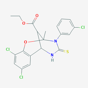 ethyl 8,10-dichloro-3-(3-chlorophenyl)-2-methyl-4-thioxo-3,4,5,6-tetrahydro-2H-2,6-methano-1,3,5-benzoxadiazocine-11-carboxylate