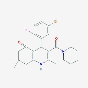 molecular formula C24H28BrFN2O2 B11217137 4-(5-bromo-2-fluorophenyl)-2,7,7-trimethyl-3-(piperidin-1-ylcarbonyl)-4,6,7,8-tetrahydroquinolin-5(1H)-one 