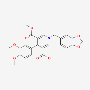 molecular formula C25H25NO8 B11217145 Dimethyl 1-(1,3-benzodioxol-5-ylmethyl)-4-(3,4-dimethoxyphenyl)-1,4-dihydropyridine-3,5-dicarboxylate 