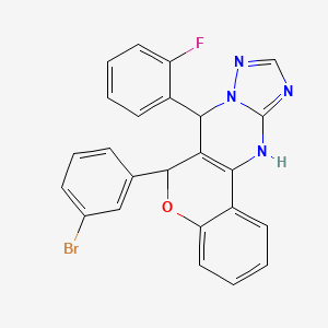 molecular formula C24H16BrFN4O B11217177 6-(3-bromophenyl)-7-(2-fluorophenyl)-7,12-dihydro-6H-chromeno[4,3-d][1,2,4]triazolo[1,5-a]pyrimidine 