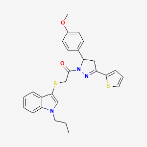 1-(5-(4-methoxyphenyl)-3-(thiophen-2-yl)-4,5-dihydro-1H-pyrazol-1-yl)-2-((1-propyl-1H-indol-3-yl)thio)ethanone