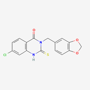 molecular formula C16H11ClN2O3S B11217194 3-(1,3-benzodioxol-5-ylmethyl)-7-chloro-2-sulfanylidene-1H-quinazolin-4-one 