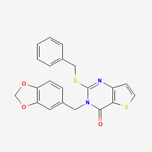 molecular formula C21H16N2O3S2 B11217217 3-(1,3-benzodioxol-5-ylmethyl)-2-(benzylsulfanyl)thieno[3,2-d]pyrimidin-4(3H)-one 