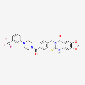 molecular formula C28H23F3N4O4S B11217228 6-thioxo-7-(4-(4-(3-(trifluoromethyl)phenyl)piperazine-1-carbonyl)benzyl)-6,7-dihydro-[1,3]dioxolo[4,5-g]quinazolin-8(5H)-one 