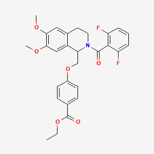 molecular formula C28H27F2NO6 B11217231 Ethyl 4-((2-(2,6-difluorobenzoyl)-6,7-dimethoxy-1,2,3,4-tetrahydroisoquinolin-1-yl)methoxy)benzoate 