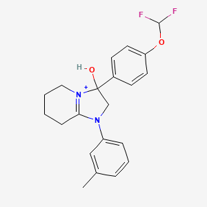 3-[4-(Difluoromethoxy)phenyl]-3-hydroxy-1-(3-methylphenyl)-2,3,5,6,7,8-hexahydroimidazo[1,2-a]pyridin-1-ium