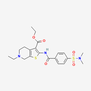 molecular formula C21H27N3O5S2 B11217238 ethyl 2-(4-(N,N-dimethylsulfamoyl)benzamido)-6-ethyl-4,5,6,7-tetrahydrothieno[2,3-c]pyridine-3-carboxylate 