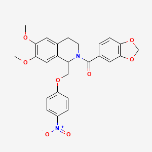 benzo[d][1,3]dioxol-5-yl(6,7-dimethoxy-1-((4-nitrophenoxy)methyl)-3,4-dihydroisoquinolin-2(1H)-yl)methanone