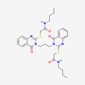 molecular formula C31H38N6O4S2 B11217250 2,2'-((3,3'-(propane-1,3-diyl)bis(4-oxo-3,4-dihydroquinazoline-3,2-diyl))bis(sulfanediyl))bis(N-butylacetamide) 