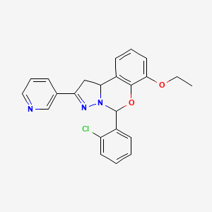 molecular formula C23H20ClN3O2 B11217278 5-(2-Chlorophenyl)-7-ethoxy-2-(pyridin-3-yl)-1,10b-dihydropyrazolo[1,5-c][1,3]benzoxazine 