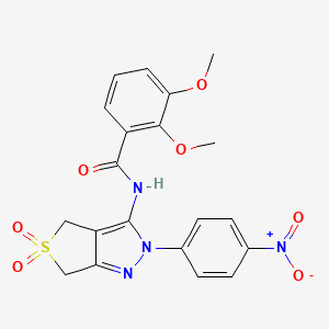 molecular formula C20H18N4O7S B11217287 2,3-dimethoxy-N-(2-(4-nitrophenyl)-5,5-dioxido-4,6-dihydro-2H-thieno[3,4-c]pyrazol-3-yl)benzamide 