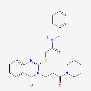 molecular formula C25H28N4O3S B11217306 N-benzyl-2-{[4-oxo-3-(3-oxo-3-piperidin-1-ylpropyl)-3,4-dihydroquinazolin-2-yl]thio}acetamide 