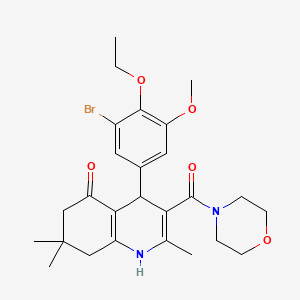 molecular formula C26H33BrN2O5 B11217307 4-(3-bromo-4-ethoxy-5-methoxyphenyl)-2,7,7-trimethyl-3-(morpholin-4-ylcarbonyl)-4,6,7,8-tetrahydroquinolin-5(1H)-one 