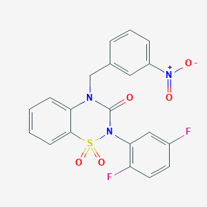 molecular formula C20H13F2N3O5S B11217313 2-(2,5-difluorophenyl)-4-(3-nitrobenzyl)-2H-1,2,4-benzothiadiazin-3(4H)-one 1,1-dioxide 