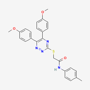 molecular formula C26H24N4O3S B11217328 2-{[5,6-bis(4-methoxyphenyl)-1,2,4-triazin-3-yl]sulfanyl}-N-(4-methylphenyl)acetamide 