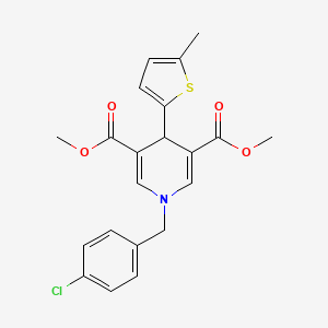 molecular formula C21H20ClNO4S B11217330 Dimethyl 1-(4-chlorobenzyl)-4-(5-methylthiophen-2-yl)-1,4-dihydropyridine-3,5-dicarboxylate 