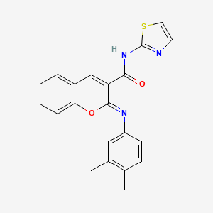 molecular formula C21H17N3O2S B11217337 (2Z)-2-[(3,4-dimethylphenyl)imino]-N-(1,3-thiazol-2-yl)-2H-chromene-3-carboxamide 