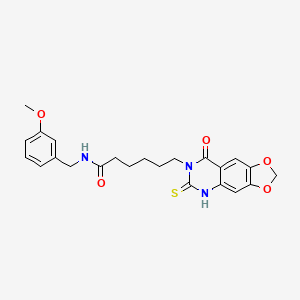 molecular formula C23H25N3O5S B11217350 N-[(3-methoxyphenyl)methyl]-6-(8-oxo-6-sulfanylidene-5H-[1,3]dioxolo[4,5-g]quinazolin-7-yl)hexanamide 