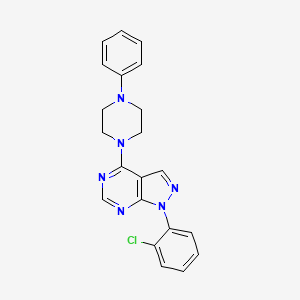 molecular formula C21H19ClN6 B11217399 1-(2-chlorophenyl)-4-(4-phenylpiperazin-1-yl)-1H-pyrazolo[3,4-d]pyrimidine 