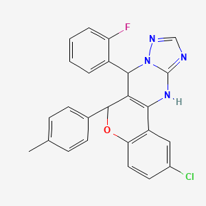 molecular formula C25H18ClFN4O B11217405 2-chloro-7-(2-fluorophenyl)-6-(4-methylphenyl)-7,12-dihydro-6H-chromeno[4,3-d][1,2,4]triazolo[1,5-a]pyrimidine 