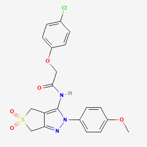 molecular formula C20H18ClN3O5S B11217413 2-(4-chlorophenoxy)-N-(2-(4-methoxyphenyl)-5,5-dioxido-4,6-dihydro-2H-thieno[3,4-c]pyrazol-3-yl)acetamide 