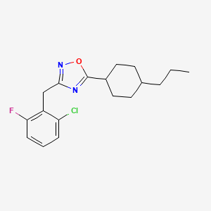 molecular formula C18H22ClFN2O B11217420 3-[(2-Chloro-6-fluorophenyl)methyl]-5-(4-propylcyclohexyl)-1,2,4-oxadiazole 