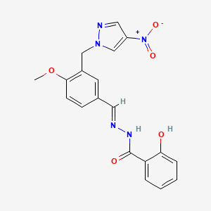 2-hydroxy-N'-[(E)-{4-methoxy-3-[(4-nitro-1H-pyrazol-1-yl)methyl]phenyl}methylidene]benzohydrazide