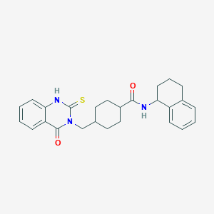 4-[(4-oxo-2-sulfanylidene-1H-quinazolin-3-yl)methyl]-N-(1,2,3,4-tetrahydronaphthalen-1-yl)cyclohexane-1-carboxamide