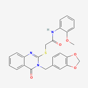 molecular formula C25H21N3O5S B11217433 2-{[3-(1,3-benzodioxol-5-ylmethyl)-4-oxo-3,4-dihydroquinazolin-2-yl]sulfanyl}-N-(2-methoxyphenyl)acetamide 