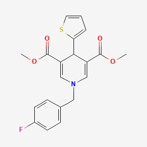 molecular formula C20H18FNO4S B11217501 Dimethyl 1-(4-fluorobenzyl)-4-(thiophen-2-yl)-1,4-dihydropyridine-3,5-dicarboxylate 