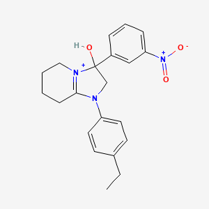 molecular formula C21H24N3O3+ B11217517 1-(4-Ethylphenyl)-3-hydroxy-3-(3-nitrophenyl)-2,3,5,6,7,8-hexahydroimidazo[1,2-a]pyridin-1-ium 