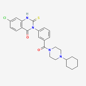 molecular formula C25H27ClN4O2S B11217535 7-chloro-3-(3-(4-cyclohexylpiperazine-1-carbonyl)phenyl)-2-thioxo-2,3-dihydroquinazolin-4(1H)-one 