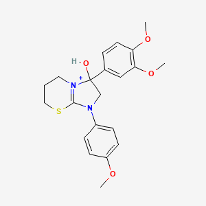 3-(3,4-dimethoxyphenyl)-3-hydroxy-1-(4-methoxyphenyl)-2,3,6,7-tetrahydro-5H-imidazo[2,1-b][1,3]thiazin-1-ium