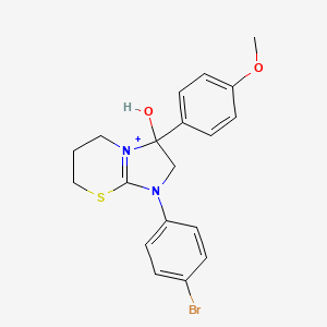 molecular formula C19H20BrN2O2S+ B11217561 1-(4-bromophenyl)-3-hydroxy-3-(4-methoxyphenyl)-2,3,6,7-tetrahydro-5H-imidazo[2,1-b][1,3]thiazin-1-ium 