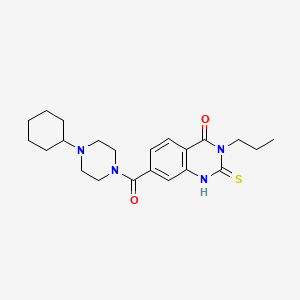 molecular formula C22H30N4O2S B11217568 7-(4-cyclohexylpiperazine-1-carbonyl)-3-propyl-2-sulfanylidene-1H-quinazolin-4-one 