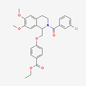 Ethyl 4-((2-(3-chlorobenzoyl)-6,7-dimethoxy-1,2,3,4-tetrahydroisoquinolin-1-yl)methoxy)benzoate