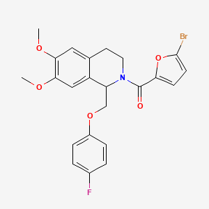 molecular formula C23H21BrFNO5 B11217579 (5-bromofuran-2-yl)(1-((4-fluorophenoxy)methyl)-6,7-dimethoxy-3,4-dihydroisoquinolin-2(1H)-yl)methanone 