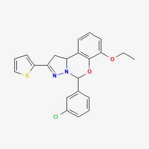 molecular formula C22H19ClN2O2S B11217590 5-(3-Chlorophenyl)-7-ethoxy-2-(thiophen-2-yl)-1,10b-dihydropyrazolo[1,5-c][1,3]benzoxazine 