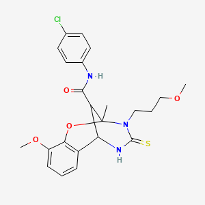 molecular formula C23H26ClN3O4S B11217600 N-(4-chlorophenyl)-10-methoxy-3-(3-methoxypropyl)-2-methyl-4-thioxo-3,4,5,6-tetrahydro-2H-2,6-methano-1,3,5-benzoxadiazocine-11-carboxamide 