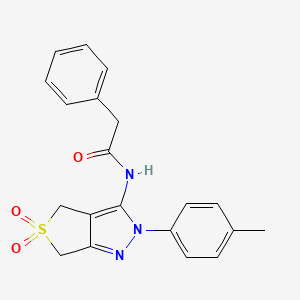 molecular formula C20H19N3O3S B11217611 N-(5,5-dioxido-2-(p-tolyl)-4,6-dihydro-2H-thieno[3,4-c]pyrazol-3-yl)-2-phenylacetamide 