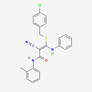 (2E)-3-[(4-chlorobenzyl)sulfanyl]-2-cyano-N-(2-methylphenyl)-3-(phenylamino)prop-2-enamide