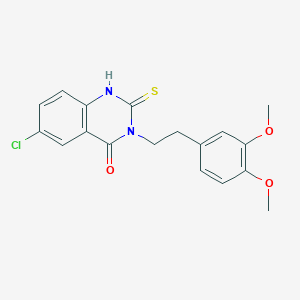 molecular formula C18H17ClN2O3S B11217628 6-chloro-3-[2-(3,4-dimethoxyphenyl)ethyl]-2-sulfanylidene-1H-quinazolin-4-one 